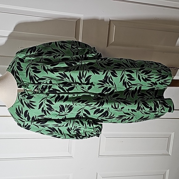 Who what Wear- shift dress Green palm design. Linen/rayon. Size large. - Picture 1 of 9